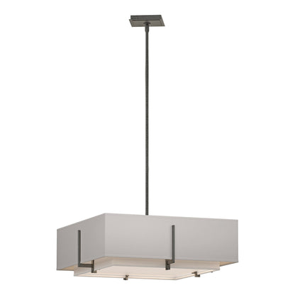 Exos Square Double Shade Pendant Light in Natural Iron/Natural Anna/Flax (Large).