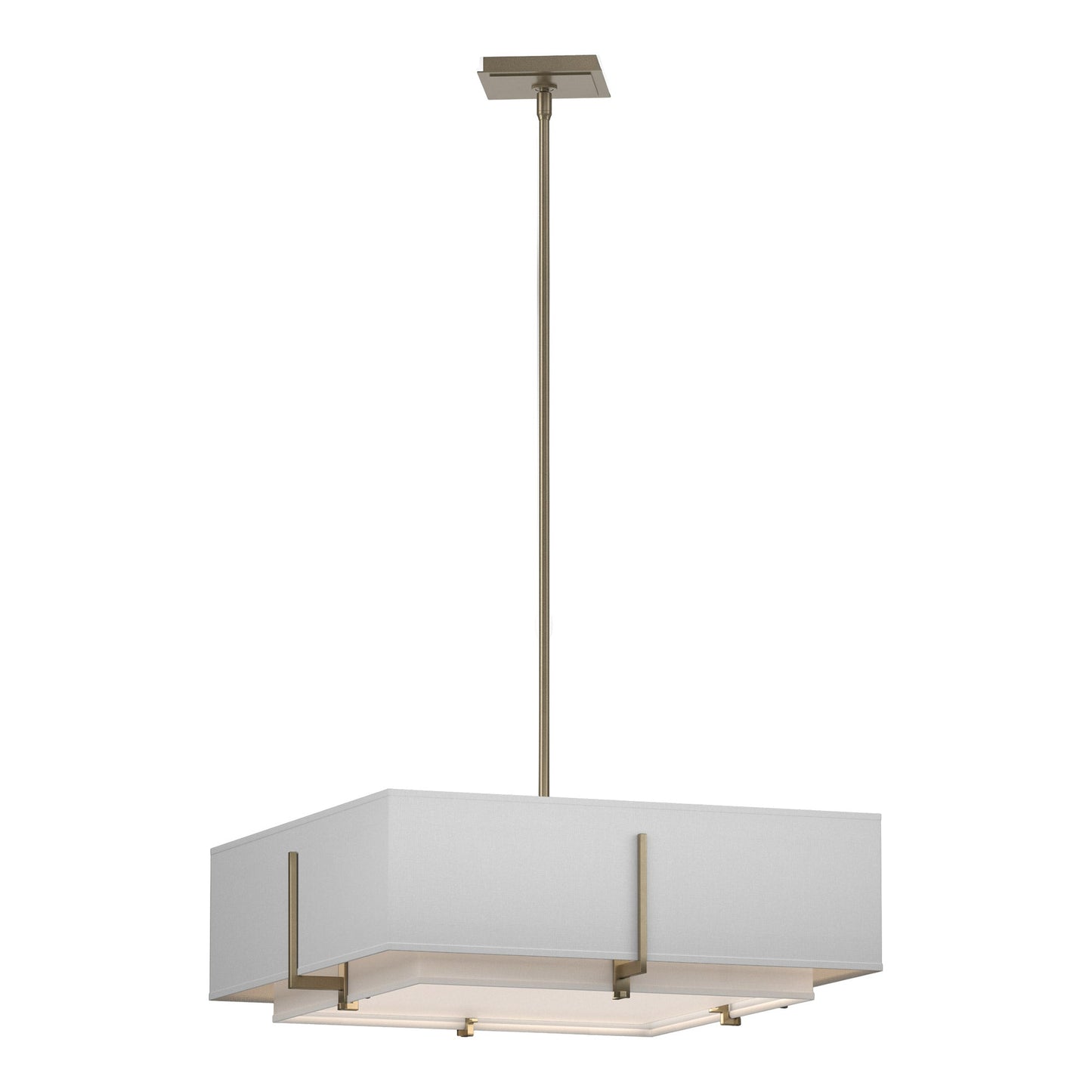 Exos Square Double Shade Pendant Light in Soft Gold/Natural Anna (Large).
