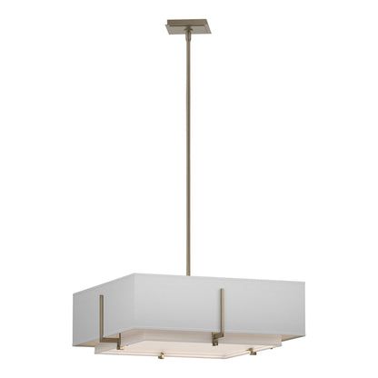 Exos Square Double Shade Pendant Light in Soft Gold/Natural Anna (Large).