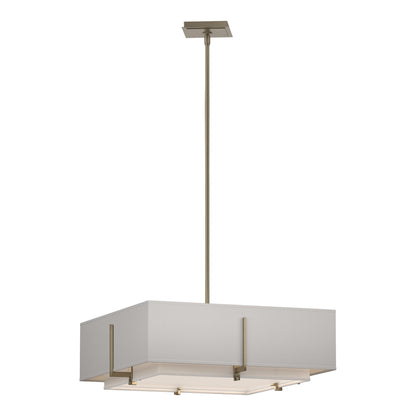 Exos Square Double Shade Pendant Light in Soft Gold/Natural Anna/Flax (Large).