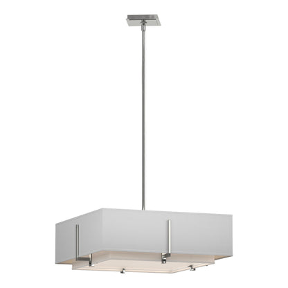 Exos Square Double Shade Pendant Light in Sterling/Natural Anna (Large).