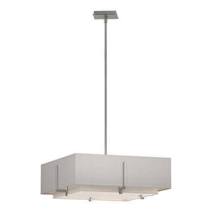 Exos Square Double Shade Pendant Light in Vintage Platinum/Natural Anna/Flax (Large).