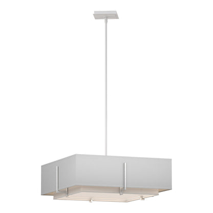Exos Square Double Shade Pendant Light in White/Natural Anna (Large).