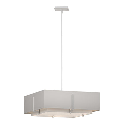 Exos Square Double Shade Pendant Light in White/Natural Anna/Flax (Large).