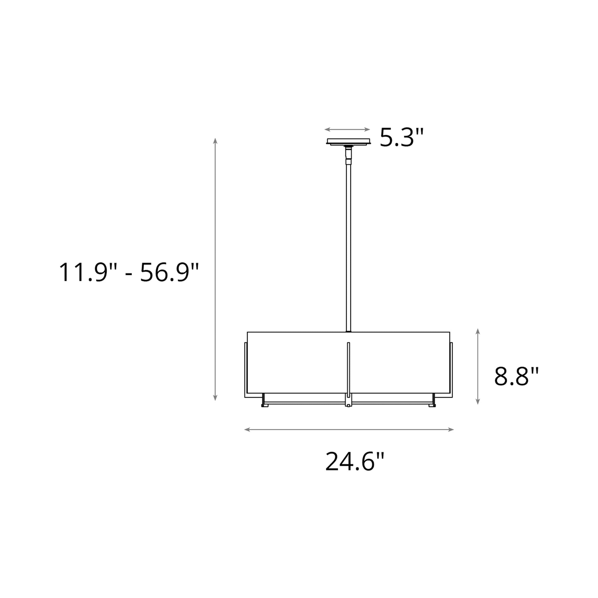 Exos Square Double Shade Pendant Light - line drawing.