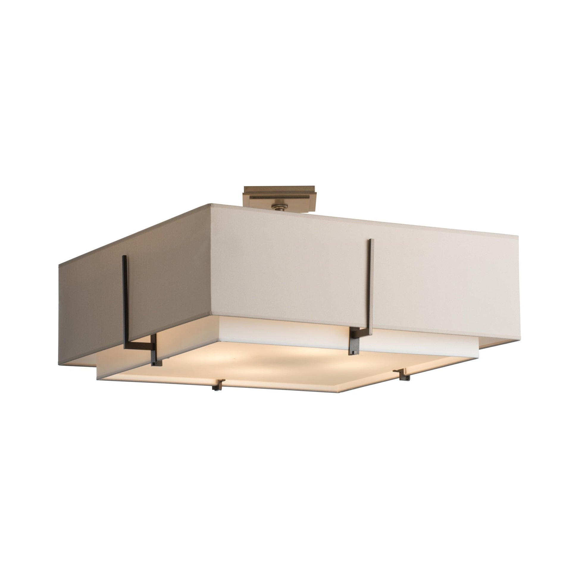 Exos Square Double Shade Semi Flush Mount Ceiling Light in Detail.