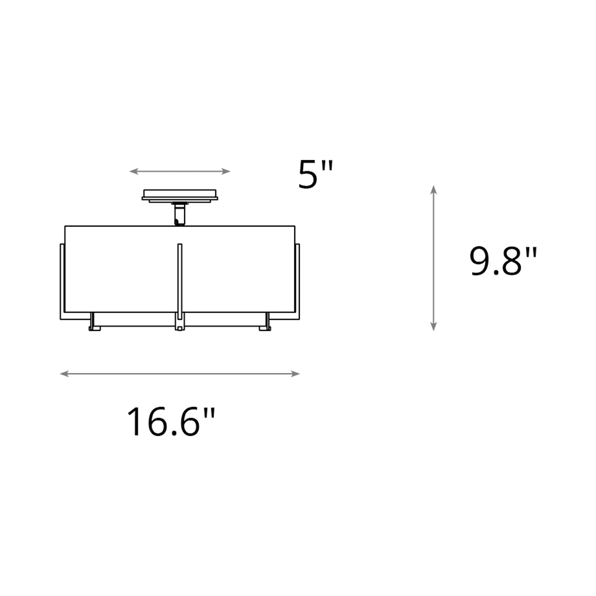 Exos Square Double Shade Semi Flush Mount Ceiling Light - line drawing.