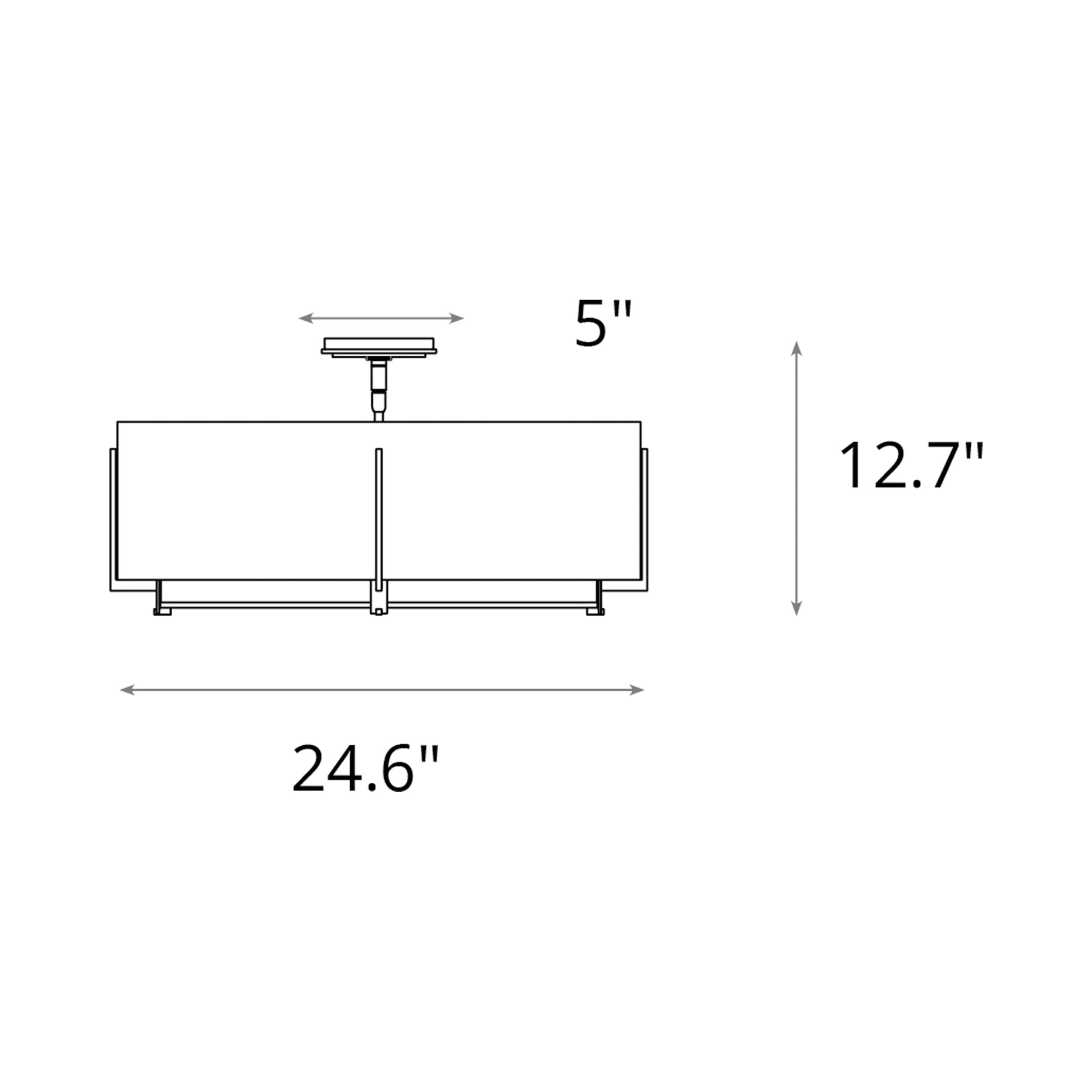 Exos Square Double Shade Semi Flush Mount Ceiling Light - line drawing.