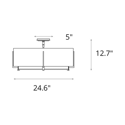 Exos Square Double Shade Semi Flush Mount Ceiling Light - line drawing.