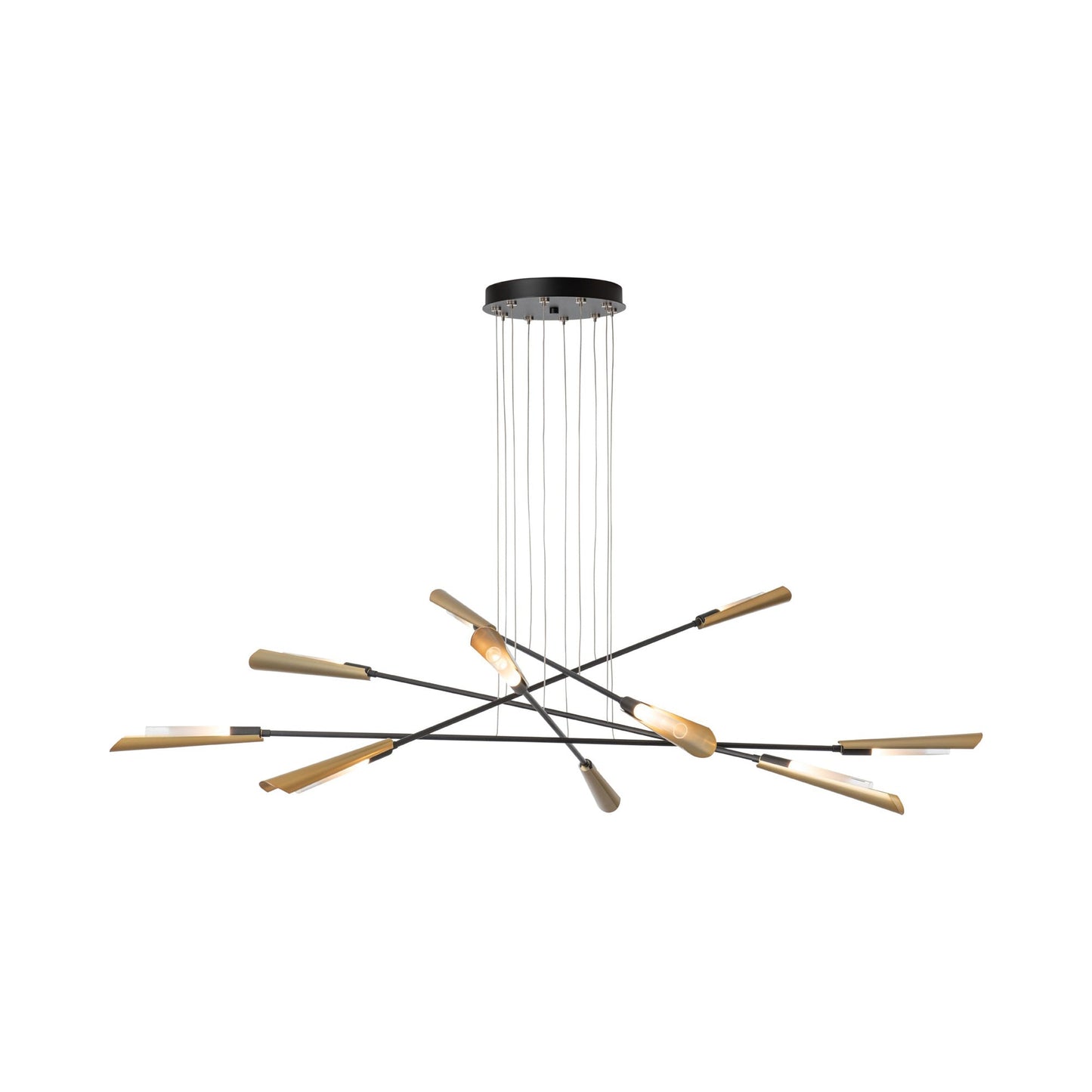 Flight Multi-Light Pendant Light in Black/Modern Brass (Long).