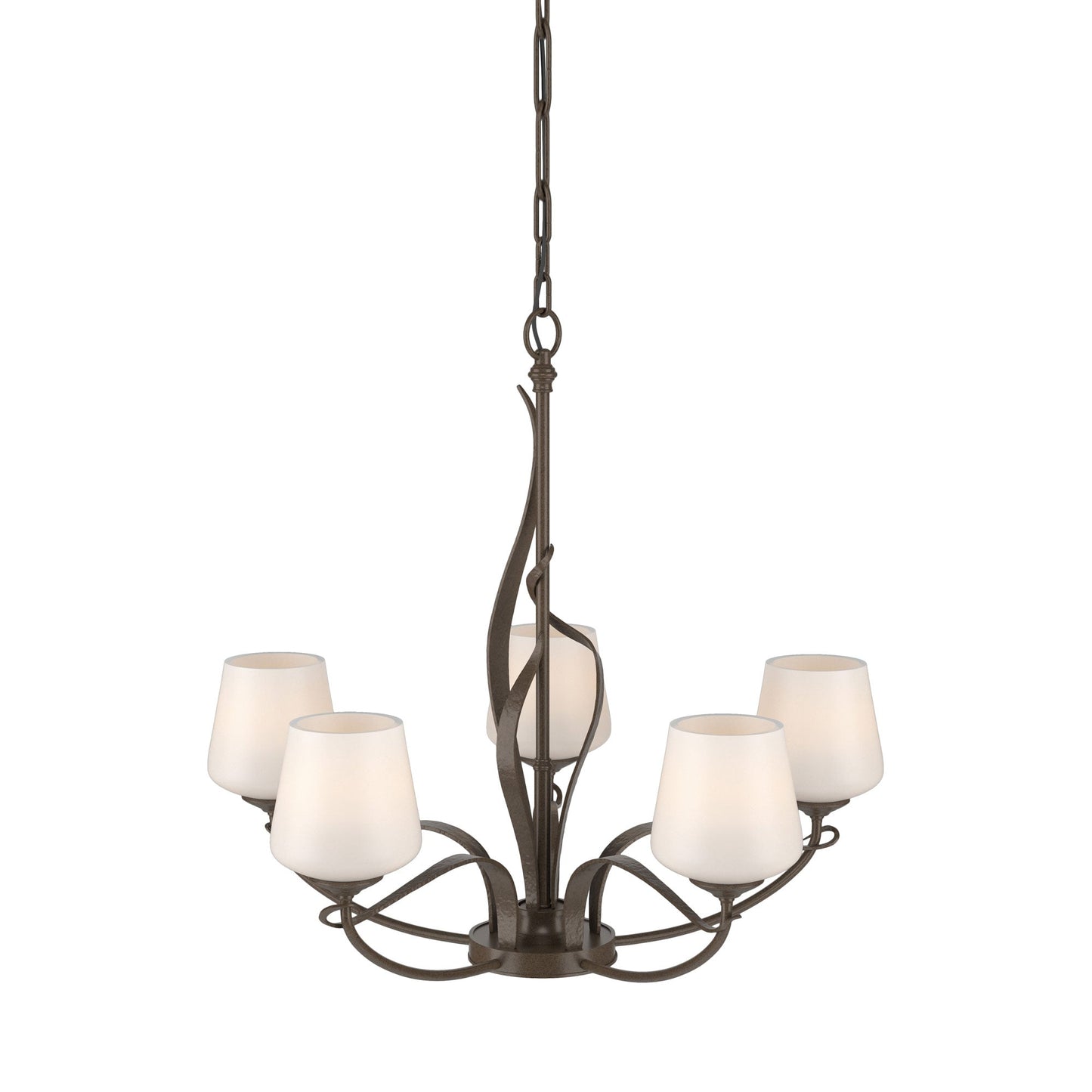 Flora Arm Chandelier in Bronze (Opal Glass).