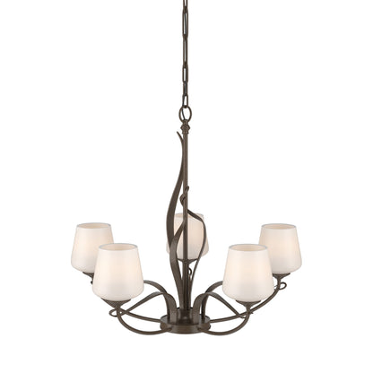 Flora Arm Chandelier in Bronze (Opal Glass).