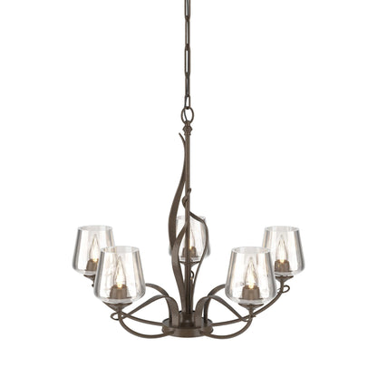 Flora Arm Chandelier in Bronze (Clear Glass).