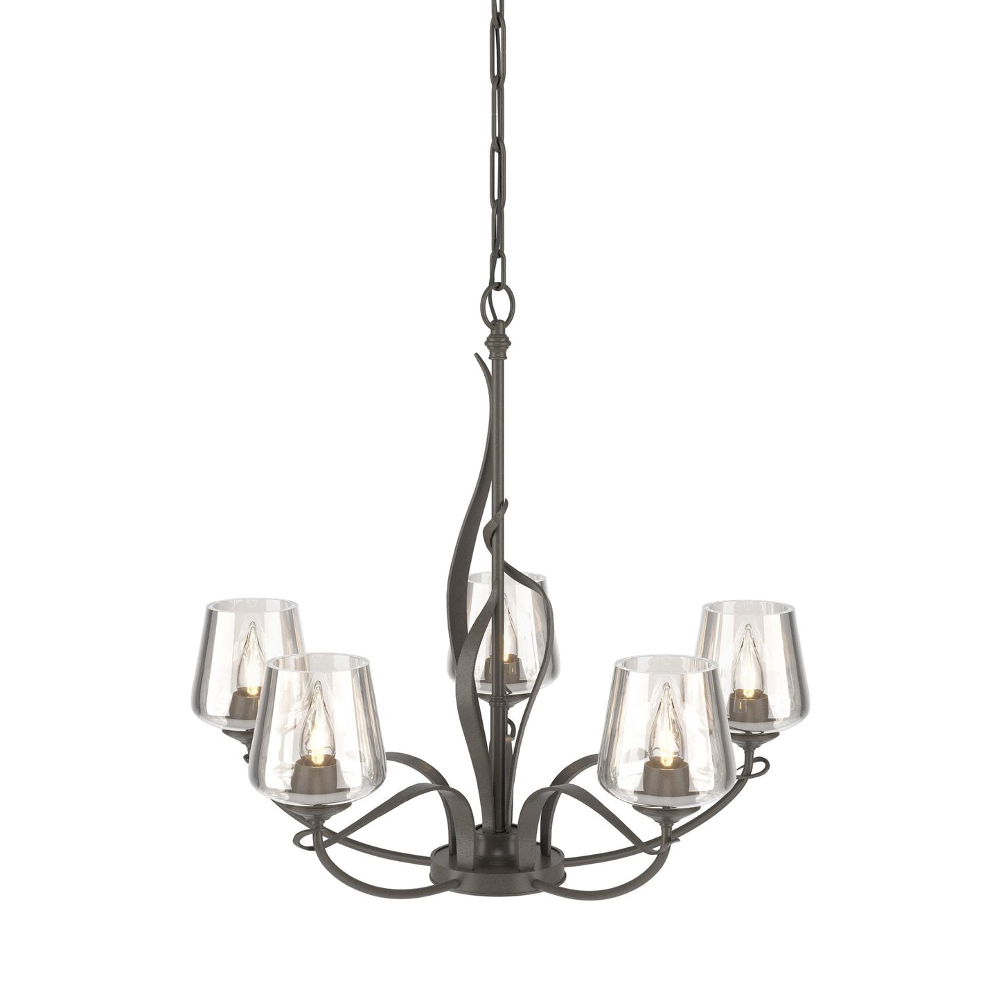 Flora Arm Chandelier in Dark Smoke (Clear Glass).
