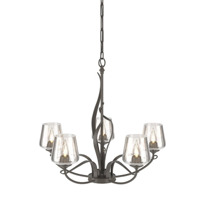 Flora Arm Chandelier in Dark Smoke (Clear Glass).