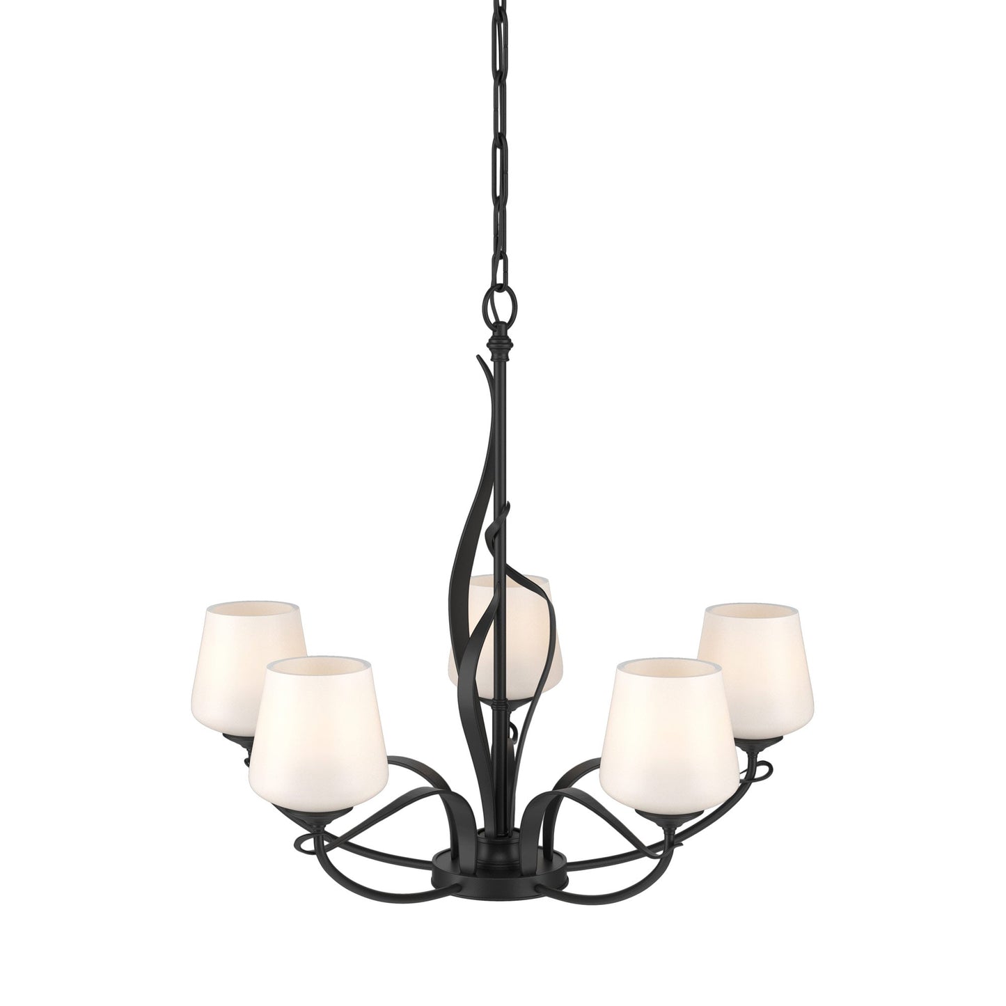 Flora Arm Chandelier in Black (Opal Glass).