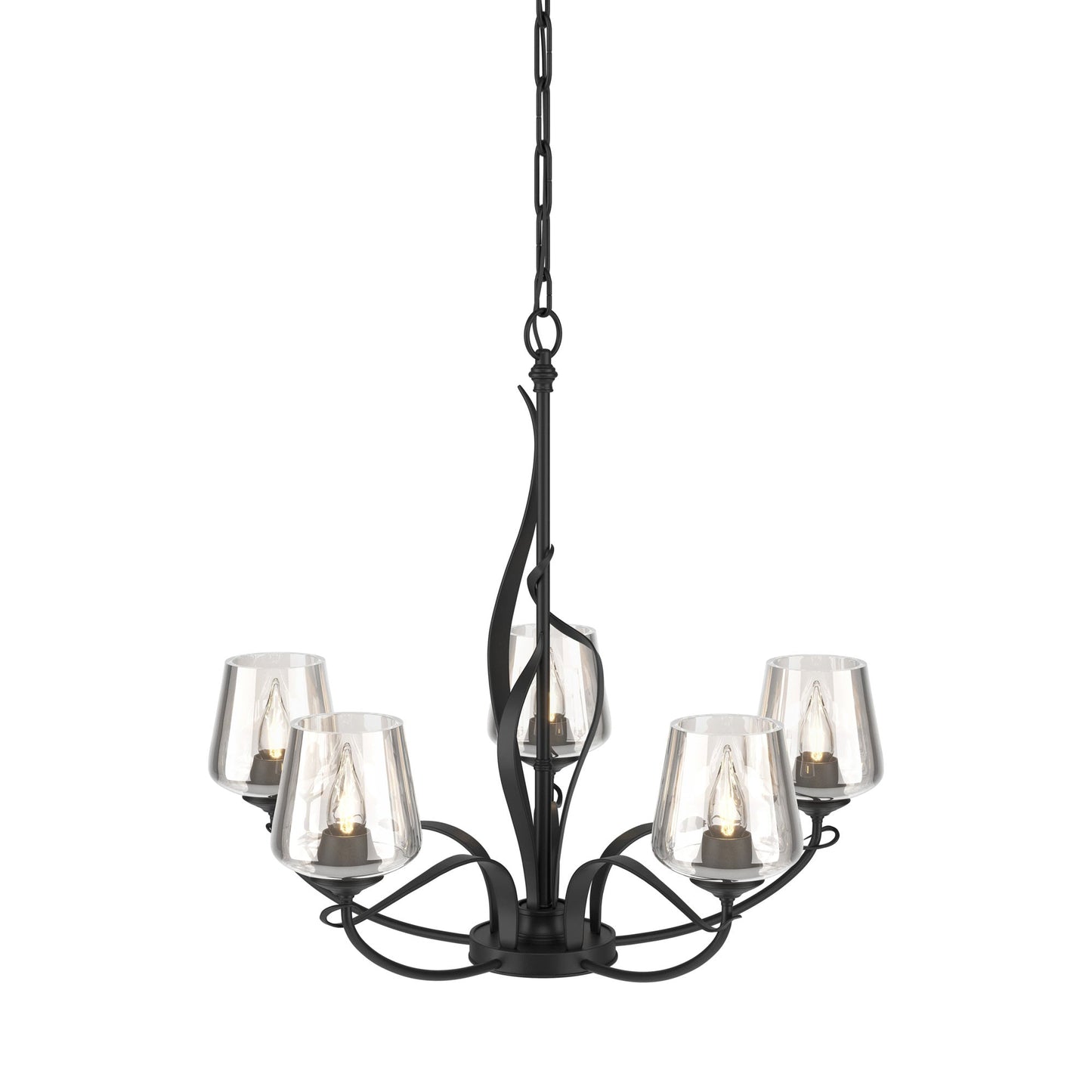 Flora Arm Chandelier in Black (Clear Glass).