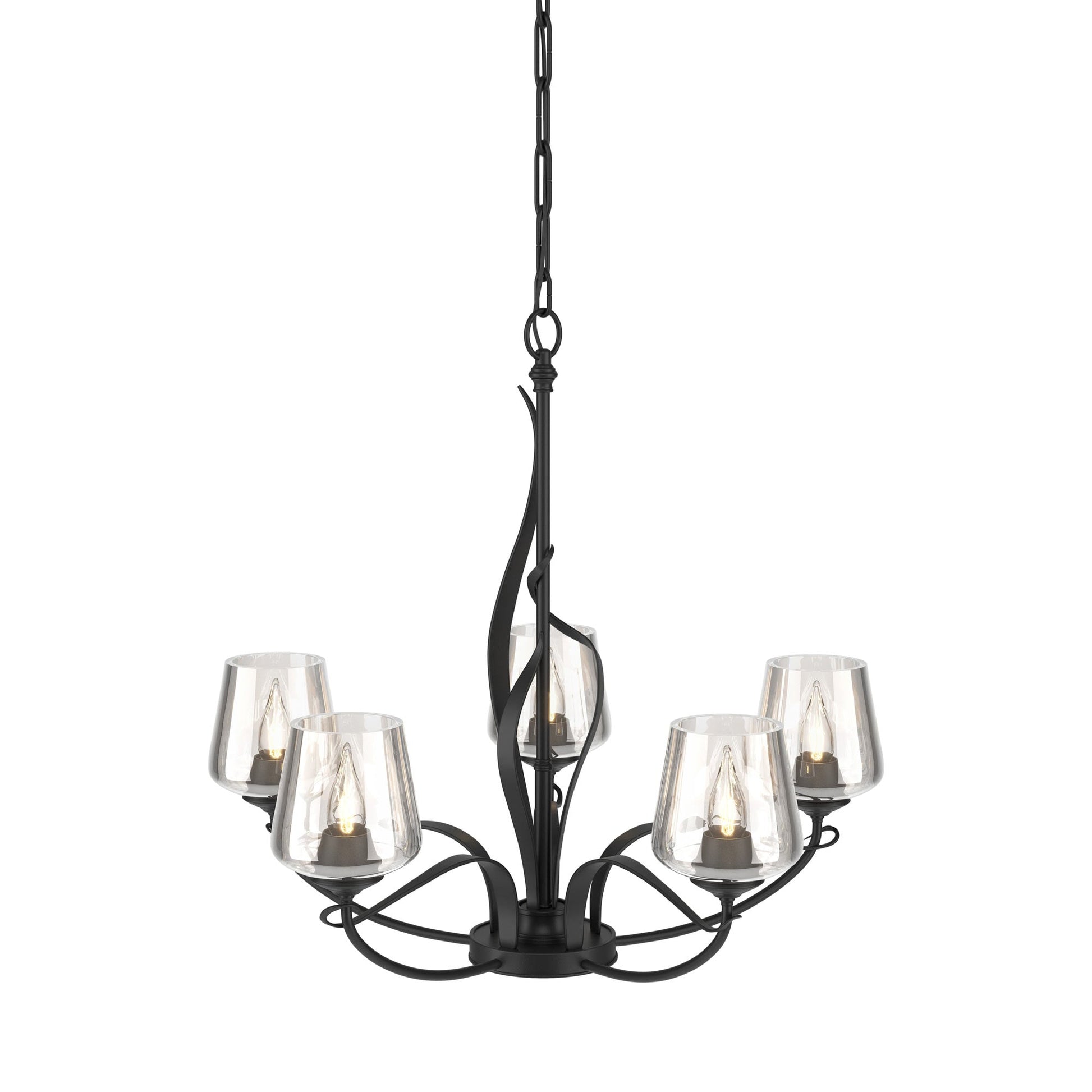 Flora Arm Chandelier in Black (Clear Glass).