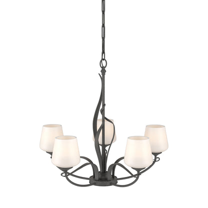 Flora Arm Chandelier in Natural Iron (Opal Glass).