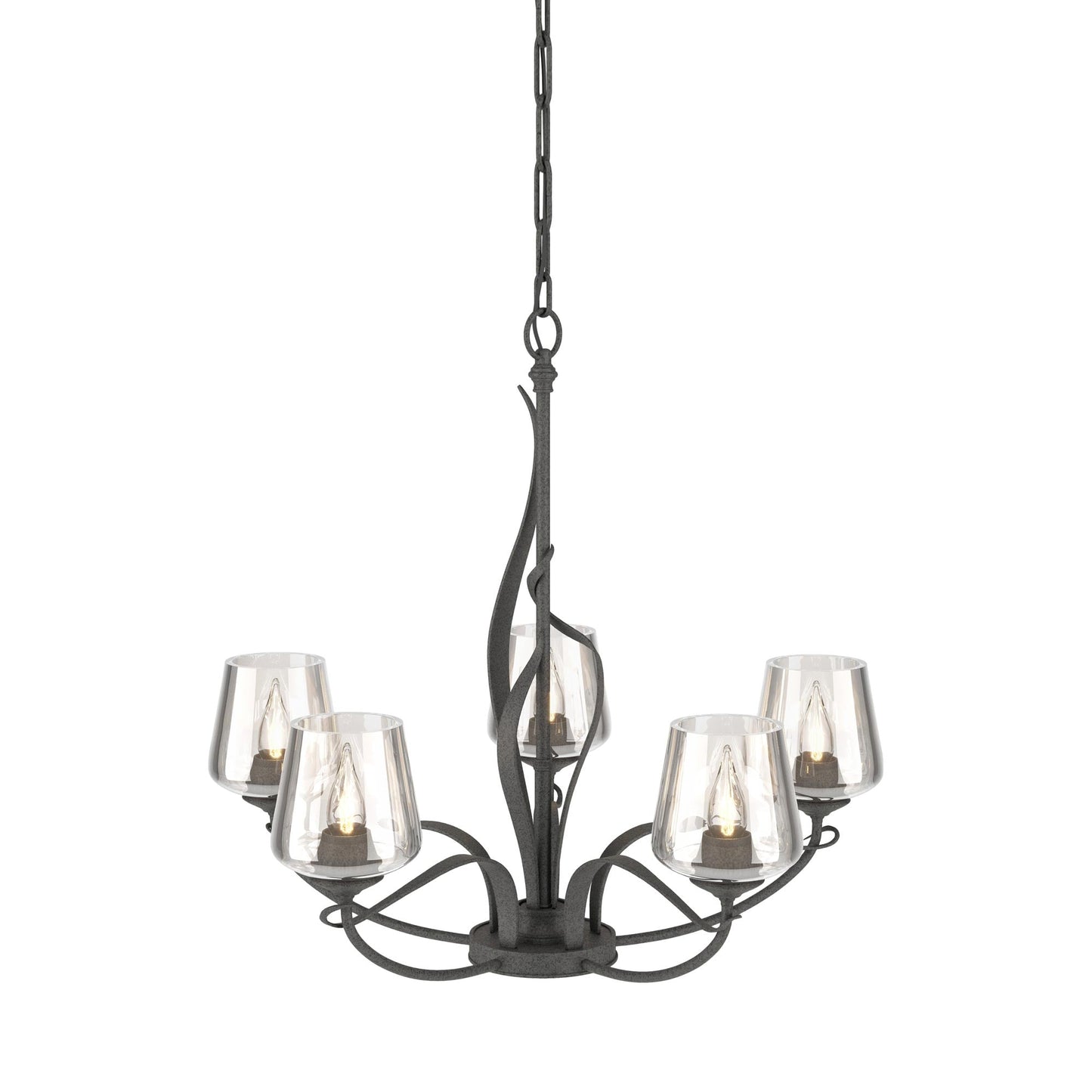 Flora Arm Chandelier in Natural Iron (Clear Glass).