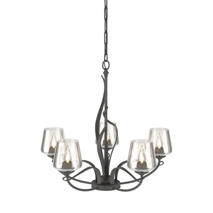 Flora Arm Chandelier in Natural Iron (Clear Glass).