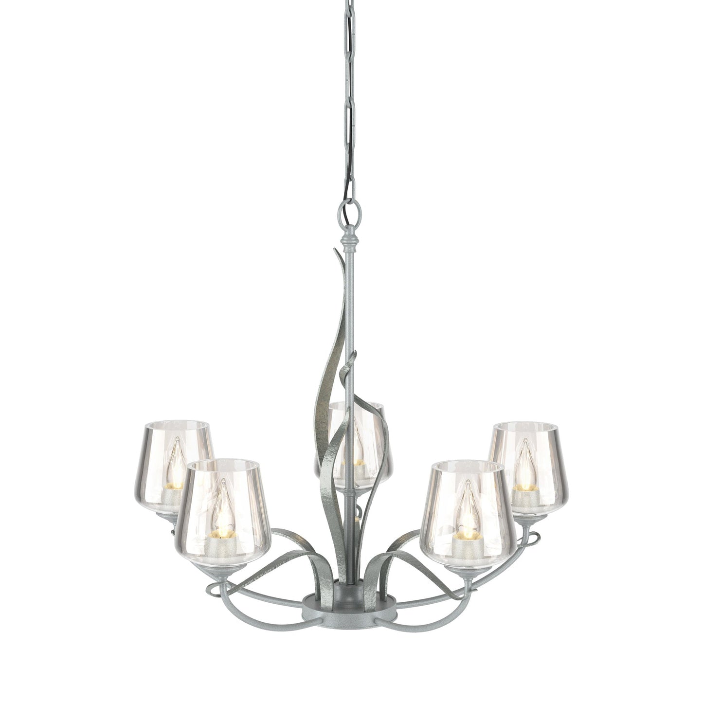 Flora Arm Chandelier in Vintage Platinum (Clear Glass).