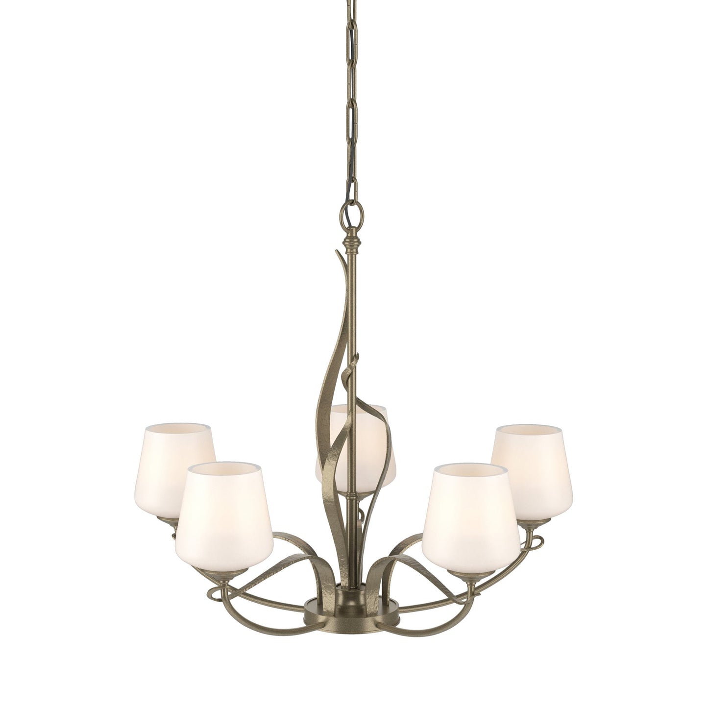 Flora Arm Chandelier in Soft Gold (Opal Glass).
