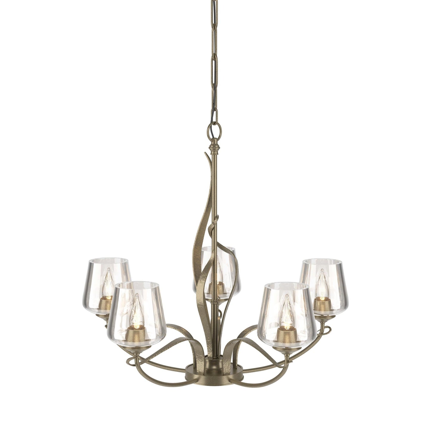 Flora Arm Chandelier in Soft Gold (Clear Glass).