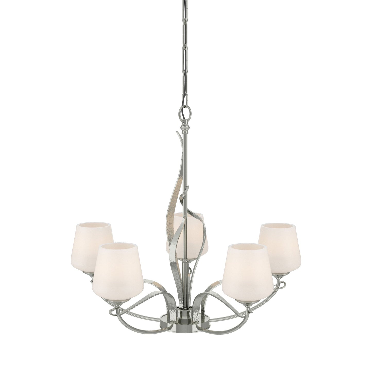Flora Arm Chandelier in Sterling (Opal Glass).
