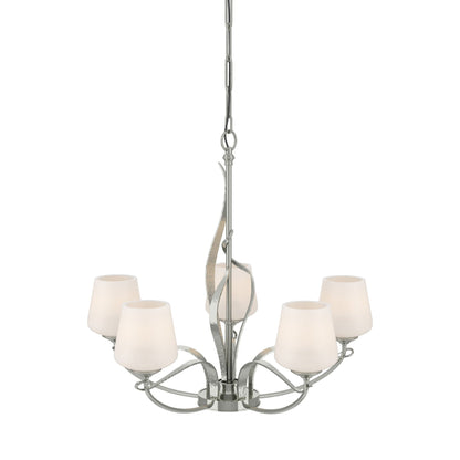 Flora Arm Chandelier in Sterling (Opal Glass).
