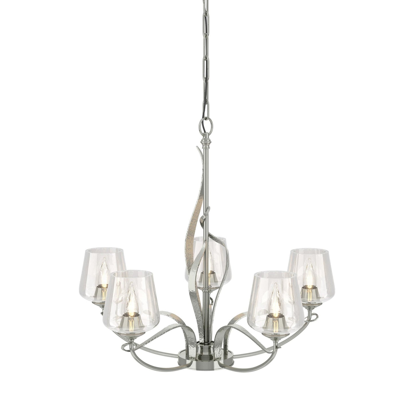 Flora Arm Chandelier in Sterling (Clear Glass).