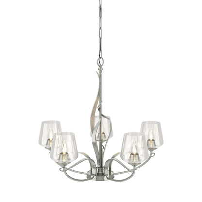 Flora Arm Chandelier in Sterling (Clear Glass).