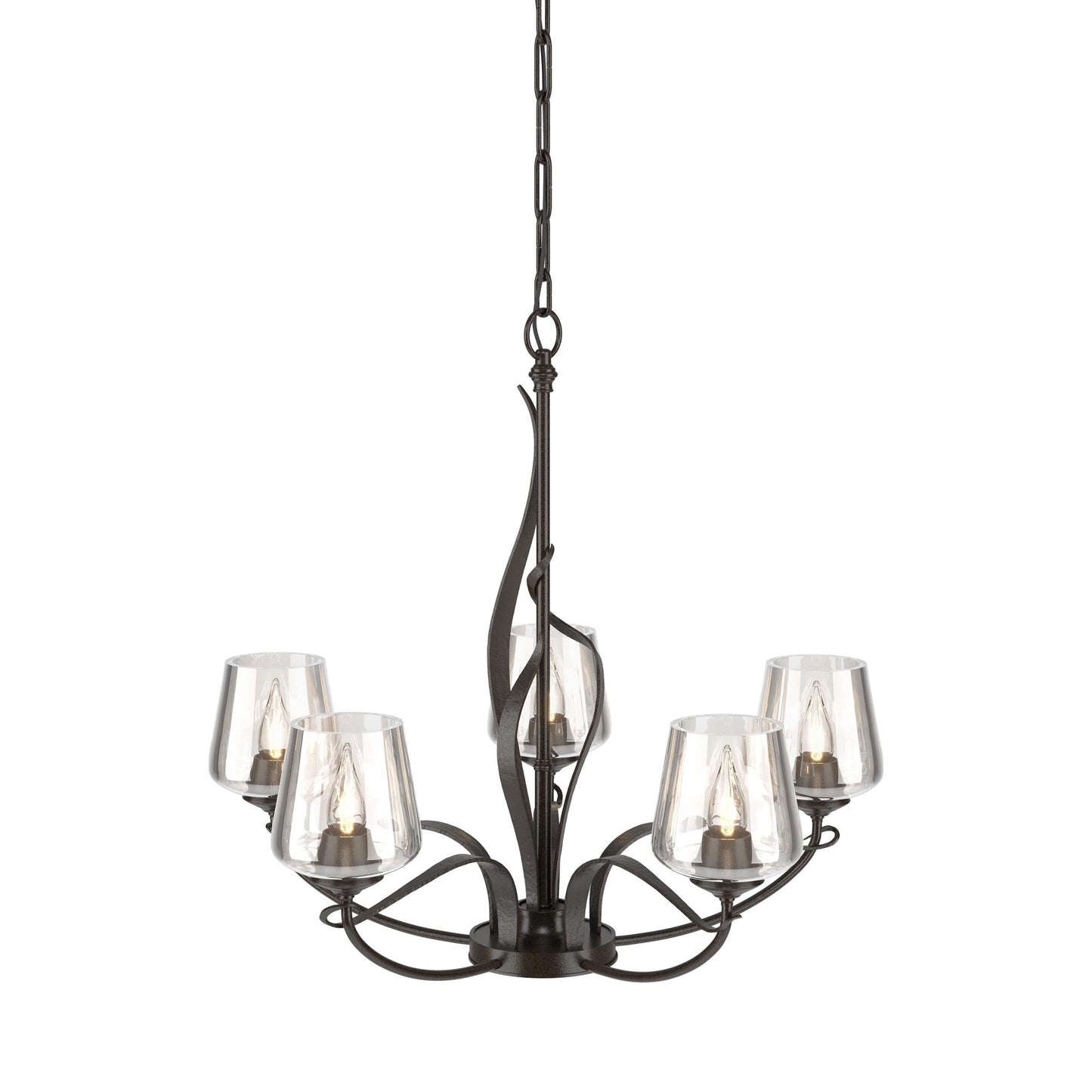Flora Arm Chandelier in Oil Rubbed Bronze (Clear Glass).