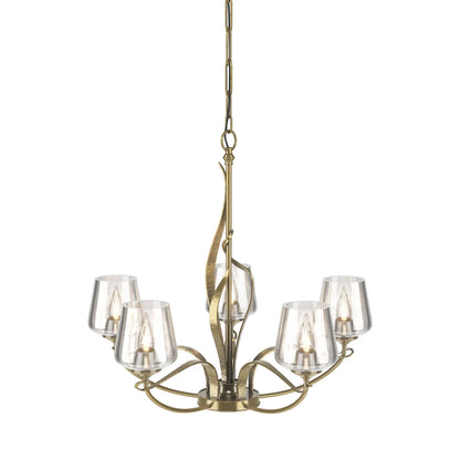 Flora Arm Chandelier in Modern Brass (Clear Glass).