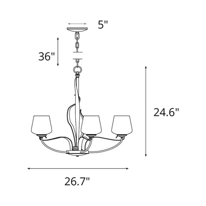 Flora Arm Chandelier - line drawing.