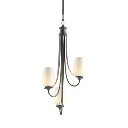 Flora Chandelier in Black (Opal Glass).