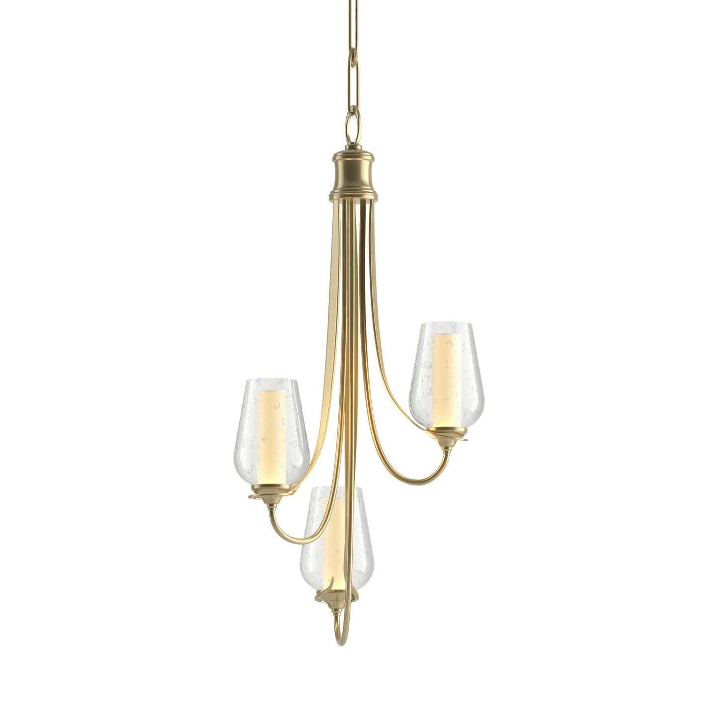 Flora Chandelier in Modern Brass (Opal and Seeded Glass).