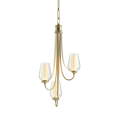 Flora Chandelier in Modern Brass (Opal and Seeded Glass).