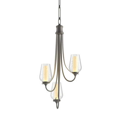 Flora Chandelier in Natural Iron (Opal and Seeded Glass).