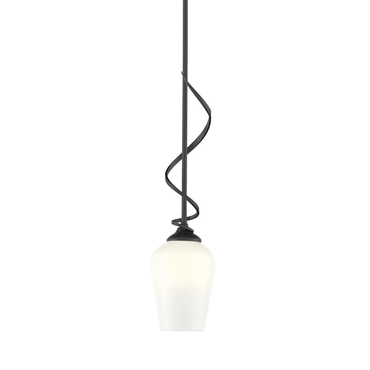 Flora Down Light Mini Pendant Light in Black (Opal Glass).