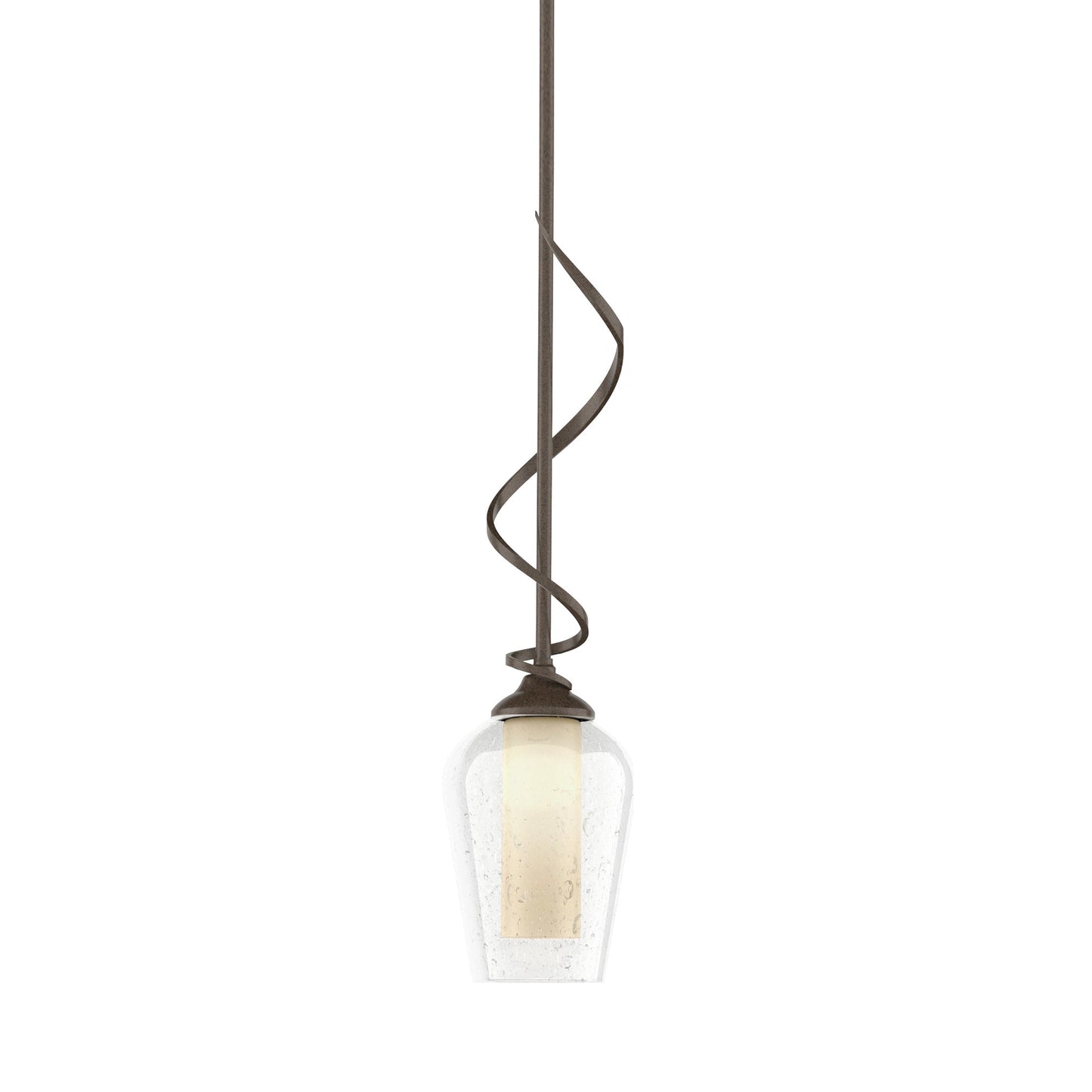 Flora Down Light Mini Pendant Light in Bronze (Opal and Seeded Glass).