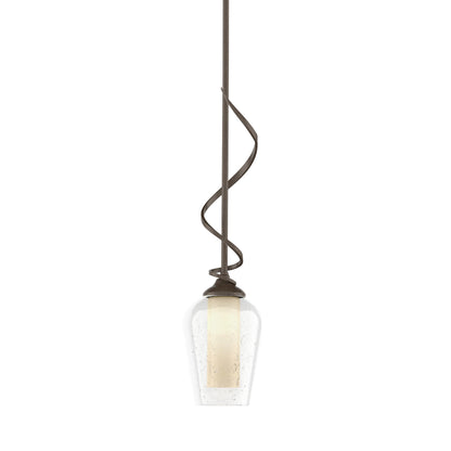 Flora Down Light Mini Pendant Light in Bronze (Opal and Seeded Glass).