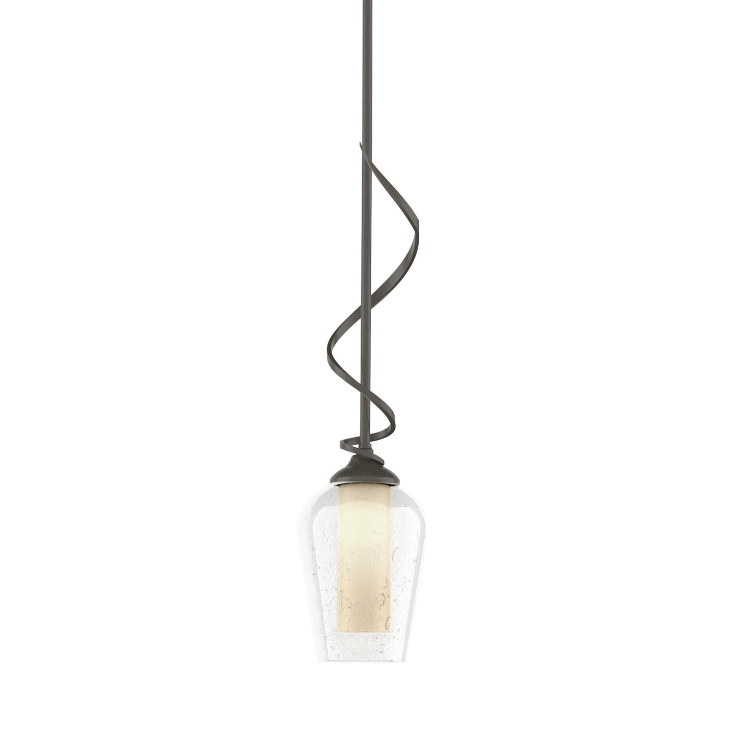Flora Down Light Mini Pendant Light in Dark Smoke (Opal and Seeded Glass).