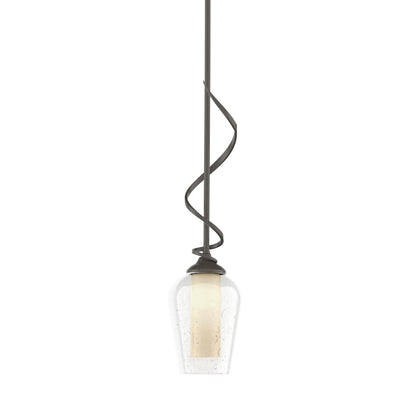 Flora Down Light Mini Pendant Light in Dark Smoke (Opal and Seeded Glass).