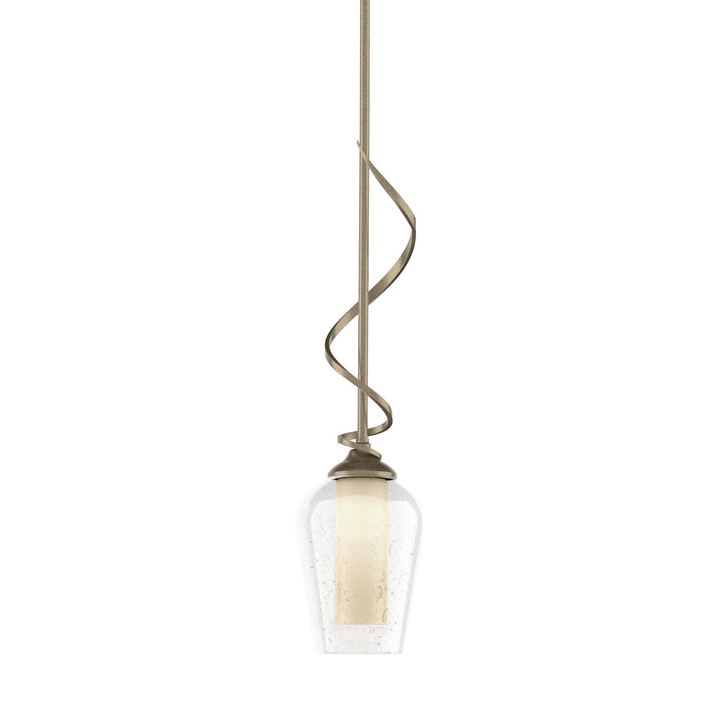Flora Down Light Mini Pendant Light in Soft Gold (Opal and Seeded Glass).