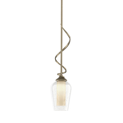 Flora Down Light Mini Pendant Light in Soft Gold (Opal and Seeded Glass).