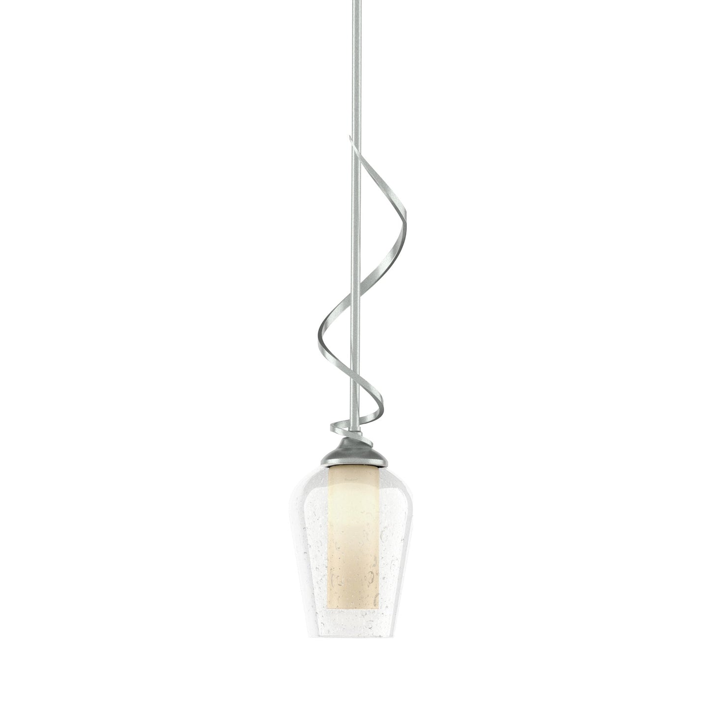 Flora Down Light Mini Pendant Light in Vintage Platinum (Opal and Seeded Glass).