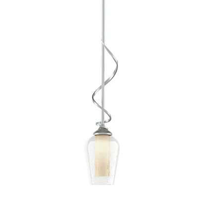 Flora Down Light Mini Pendant Light in Vintage Platinum (Opal and Seeded Glass).