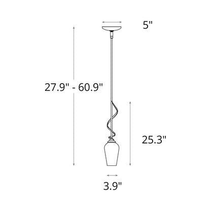 Flora Down Light Mini Pendant Light - line drawing.