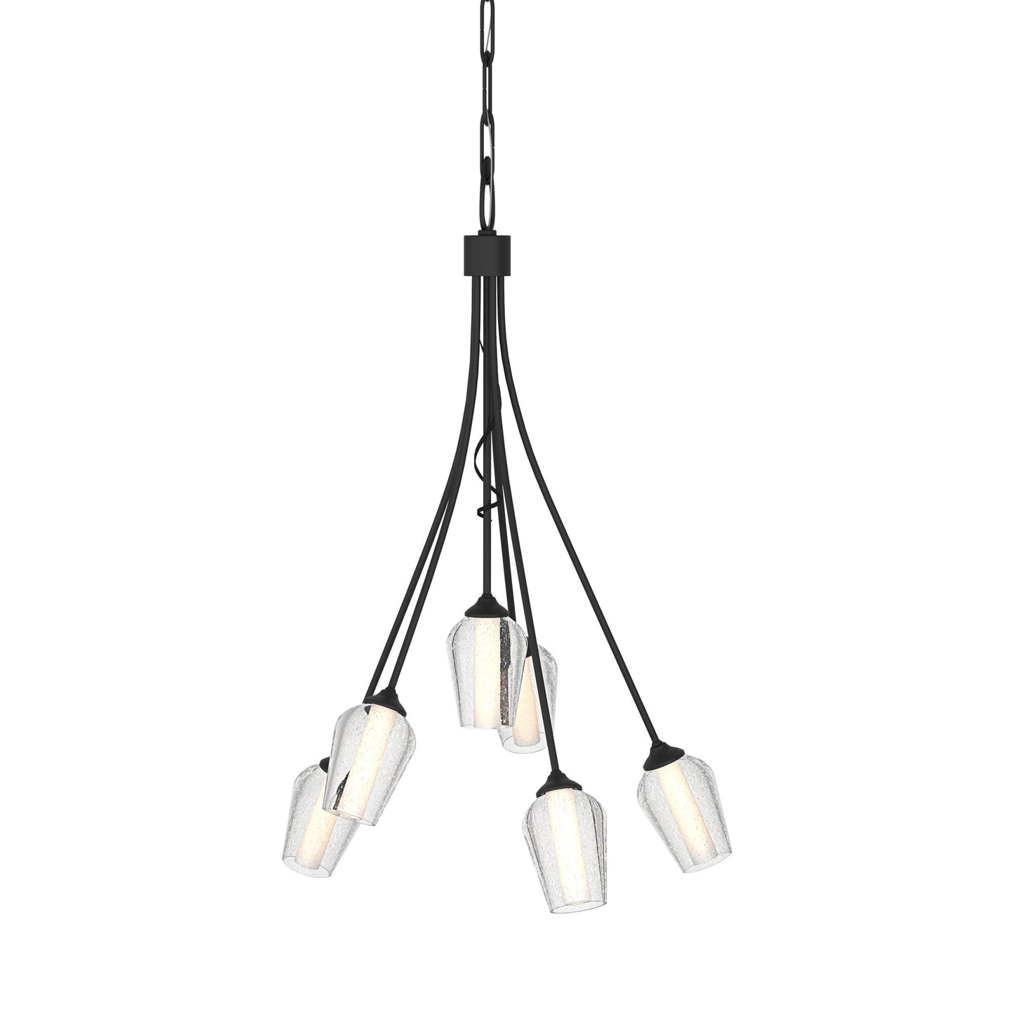 Flora Multi-Light Arm Chandelier in Black (Opal and Seeded Glass).